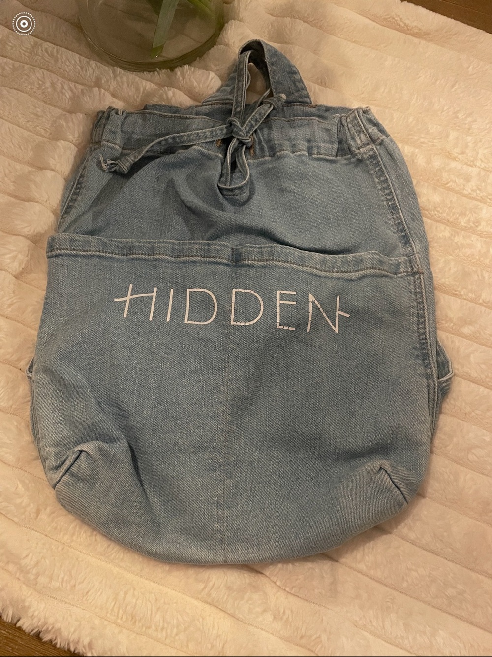 HIDDEN Light Wash Denim Drawstring Backpack